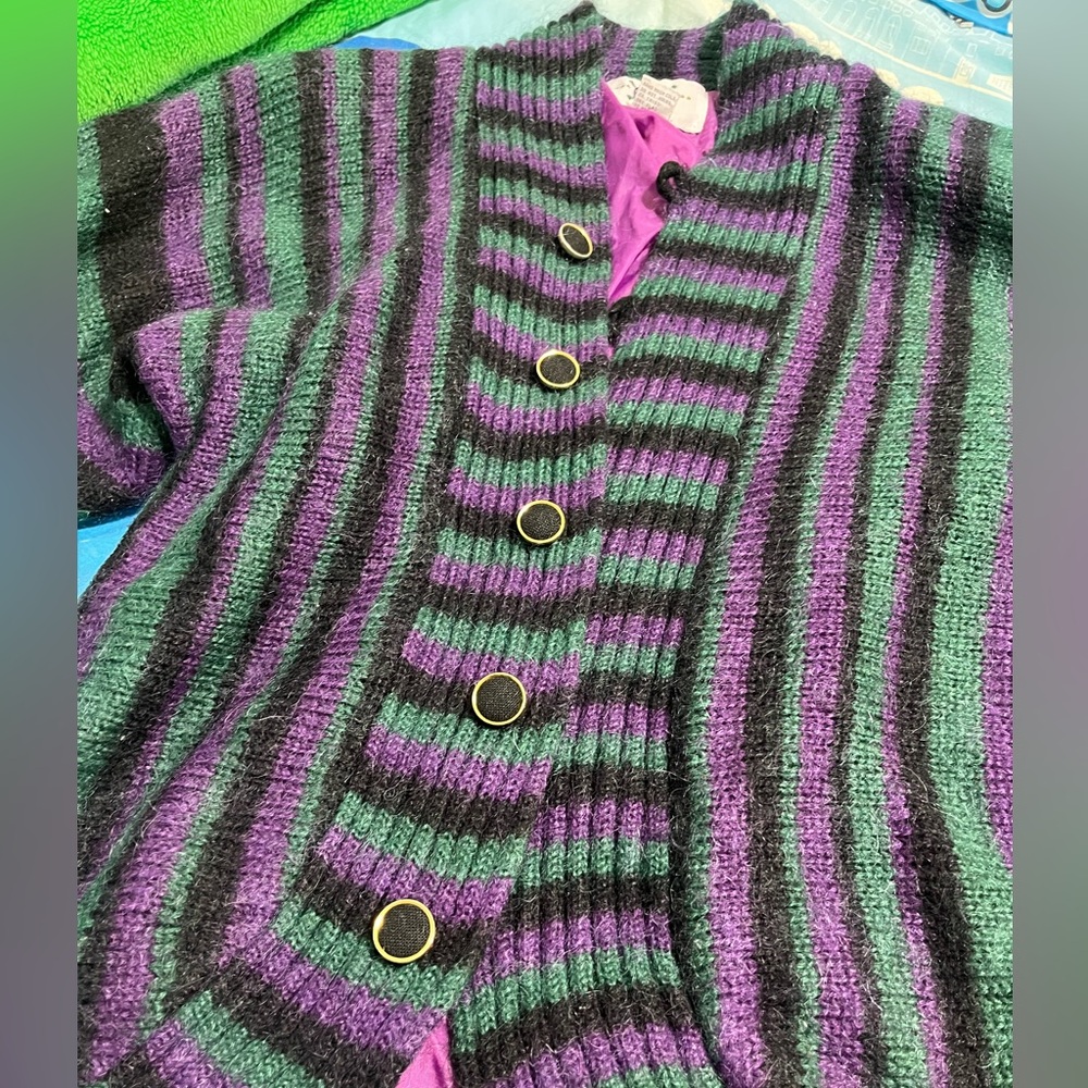 Swell Purple and Green Striped Cardigan